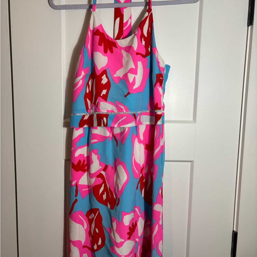 Anthropologie Annie Griffin Collins Maui Floral Strapless Dress 100% silk Sz 2‎